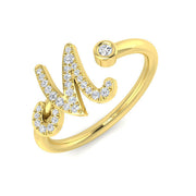 Luxury Diamond M Initial Ring 0.10ct in 10K/14K gold and platinum with certified lab-grown or natural diamonds