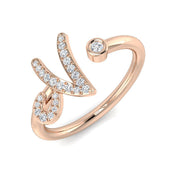 Elegant Diamond N Initial Ring 0.10ct in 10K/14K gold and platinum with certified lab-grown or natural diamonds