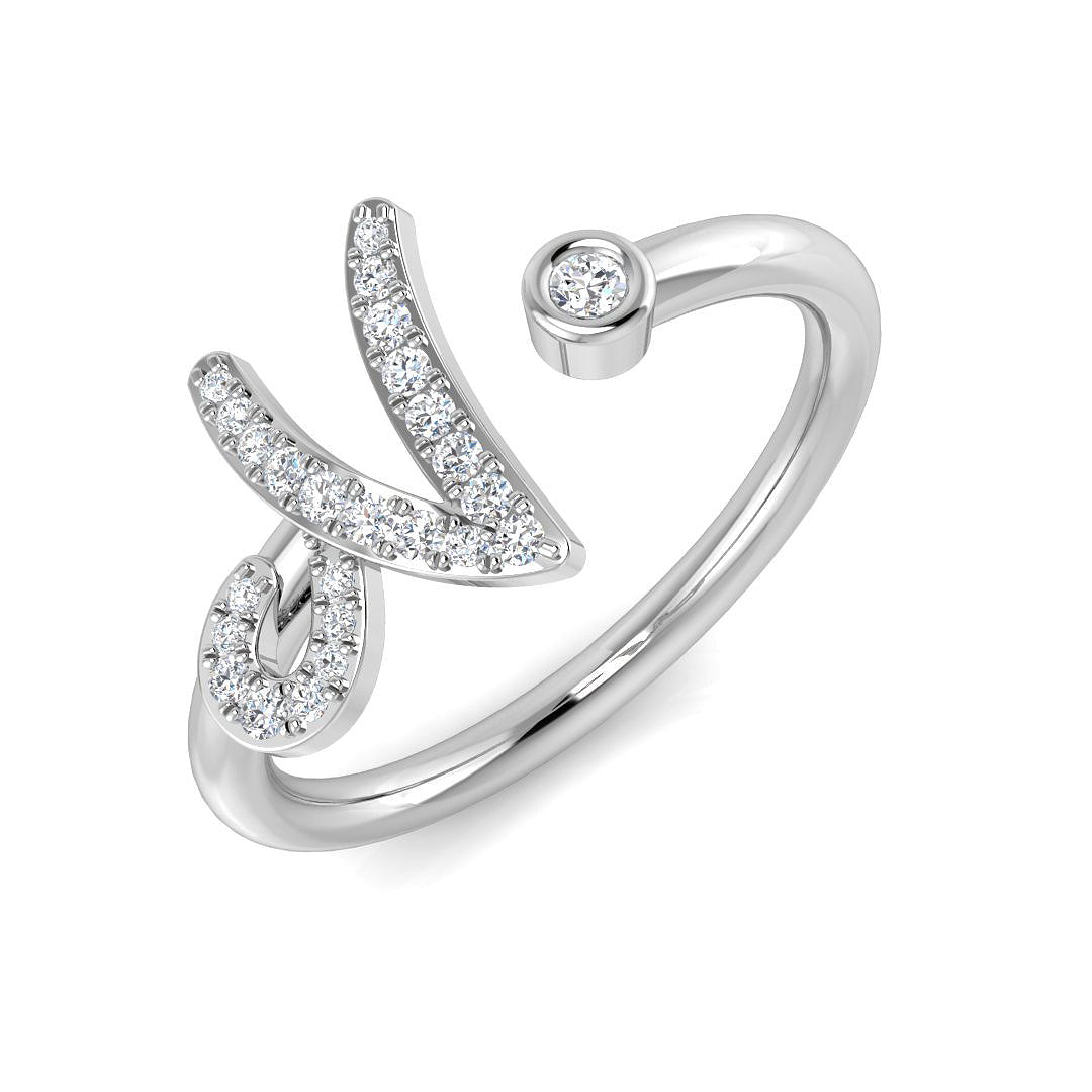 Elegant Diamond N Initial Ring 0.10ct in 10K/14K gold and platinum with certified lab-grown or natural diamonds