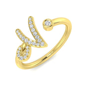 Elegant Diamond N Initial Ring 0.10ct in 10K/14K gold and platinum with certified lab-grown or natural diamonds