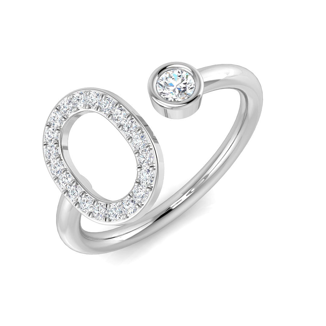 Diamond O Initial Ring 0.25ct in 10K/14K gold and platinum with certified lab-grown or natural diamonds