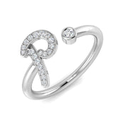 0.10ct Pavé Diamond P Initial Ring in 10K/14K gold and platinum with certified lab-grown or natural diamonds