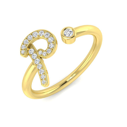 0.10ct Pavé Diamond P Initial Ring in 10K/14K gold and platinum with certified lab-grown or natural diamonds