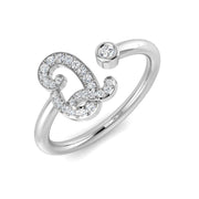 Diamond Q Initial Ring 0.10ct with Pavé Stones in 10K/14K gold and platinum with certified lab-grown or natural diamonds