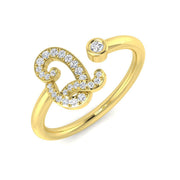 Diamond Q Initial Ring 0.10ct with Pavé Stones in 10K/14K gold and platinum with certified lab-grown or natural diamonds
