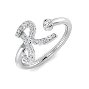Diamond Letter R Ring 0.10ct in 10K/14K gold and platinum with certified lab-grown or natural diamonds