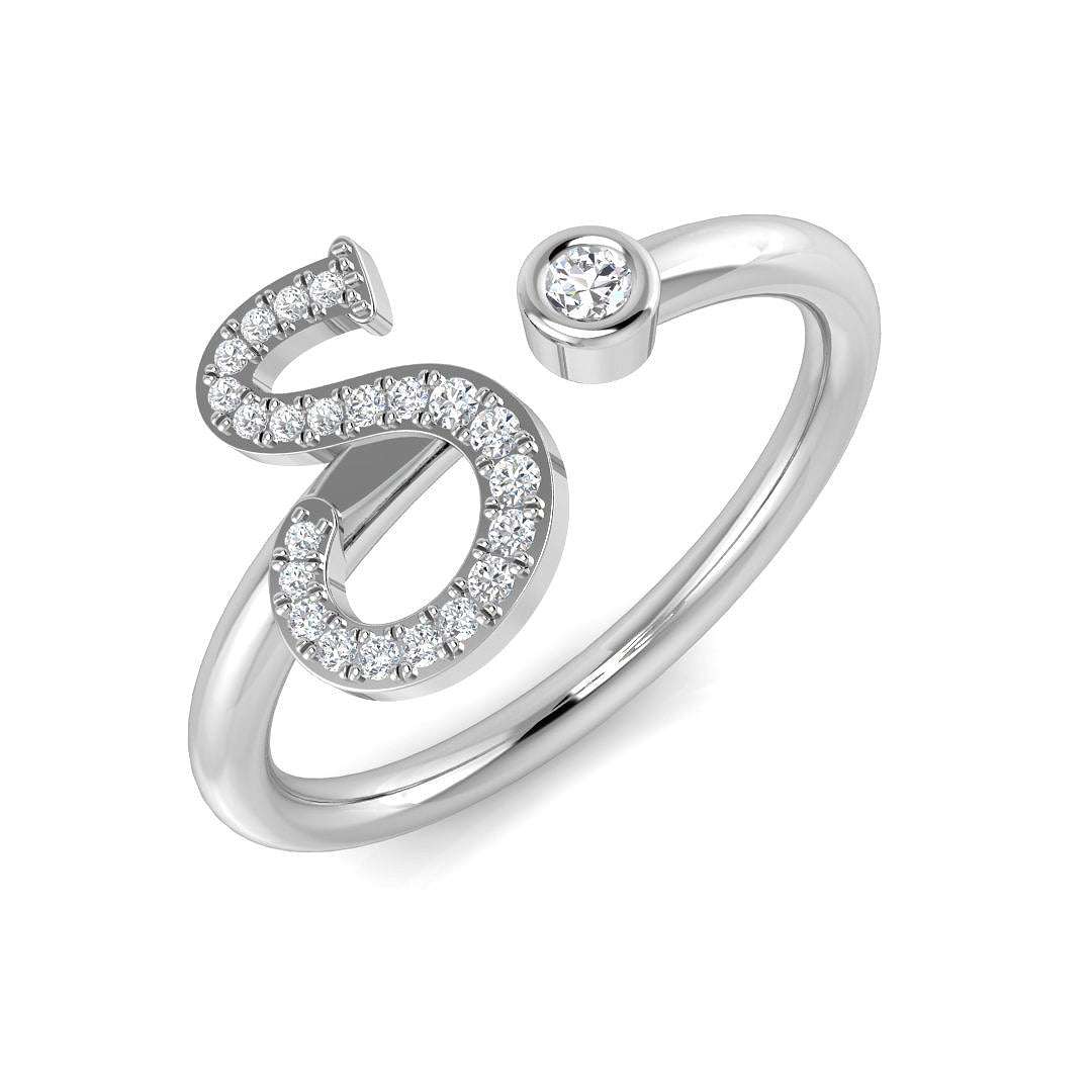 Sparkling Diamond S Initial Ring 0.10ct in 10K/14K gold and platinum with certified lab-grown or natural diamonds