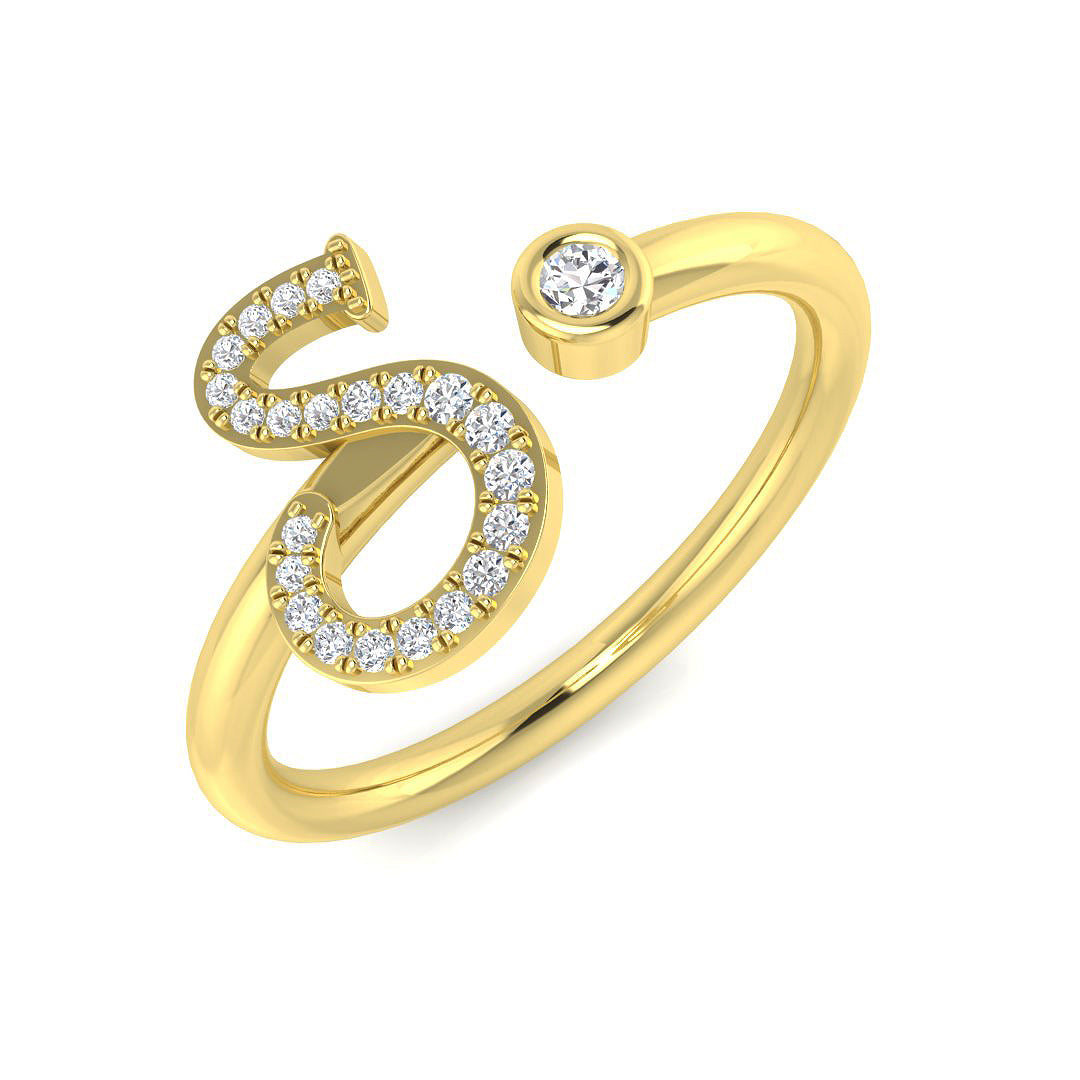 Sparkling Diamond S Initial Ring 0.10ct in 10K/14K gold and platinum with certified lab-grown or natural diamonds