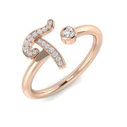 Personalised Diamond T Initial Ring 0.10ct in Hallmarked in 10K/14K gold and platinum with certified lab-grown or natural diamonds