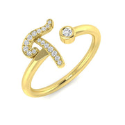 Personalised Diamond T Initial Ring 0.10ct in Hallmarked in 10K/14K gold and platinum with certified lab-grown or natural diamonds
