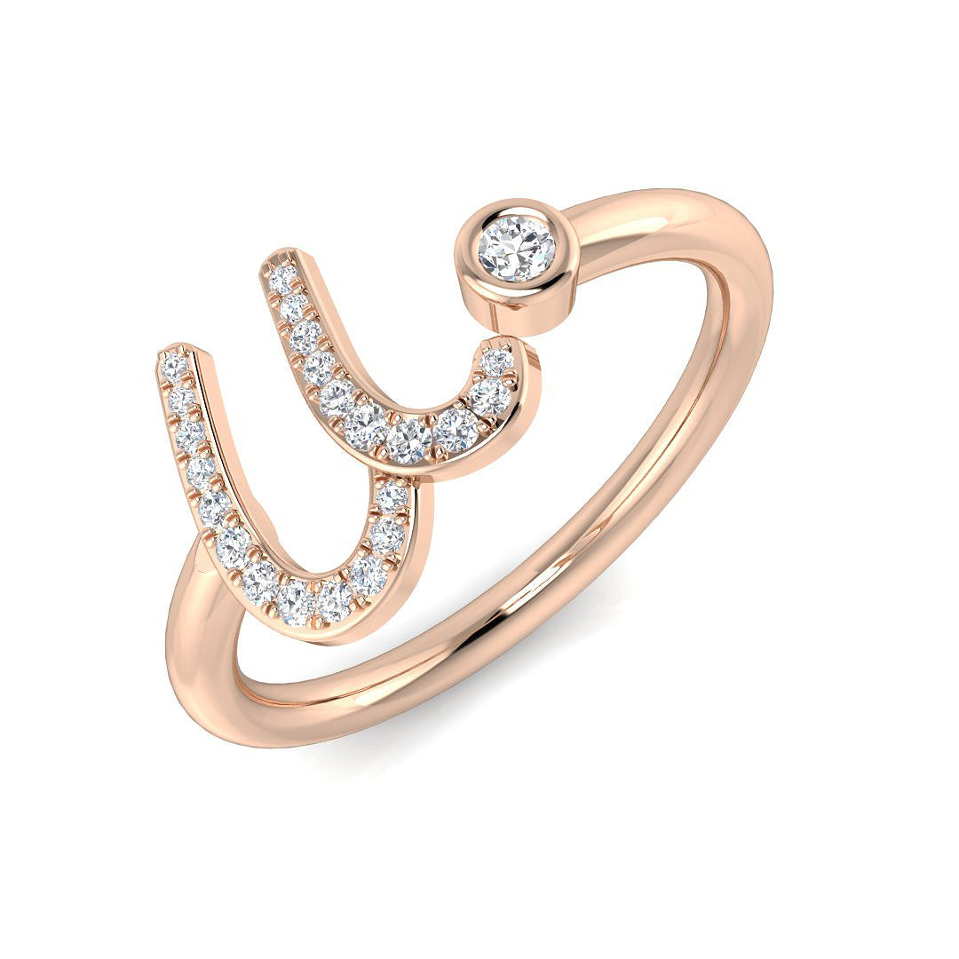 Elegant Diamond U Initial Ring 0.10ct in 10K/14K gold and platinum with certified lab-grown or natural diamonds