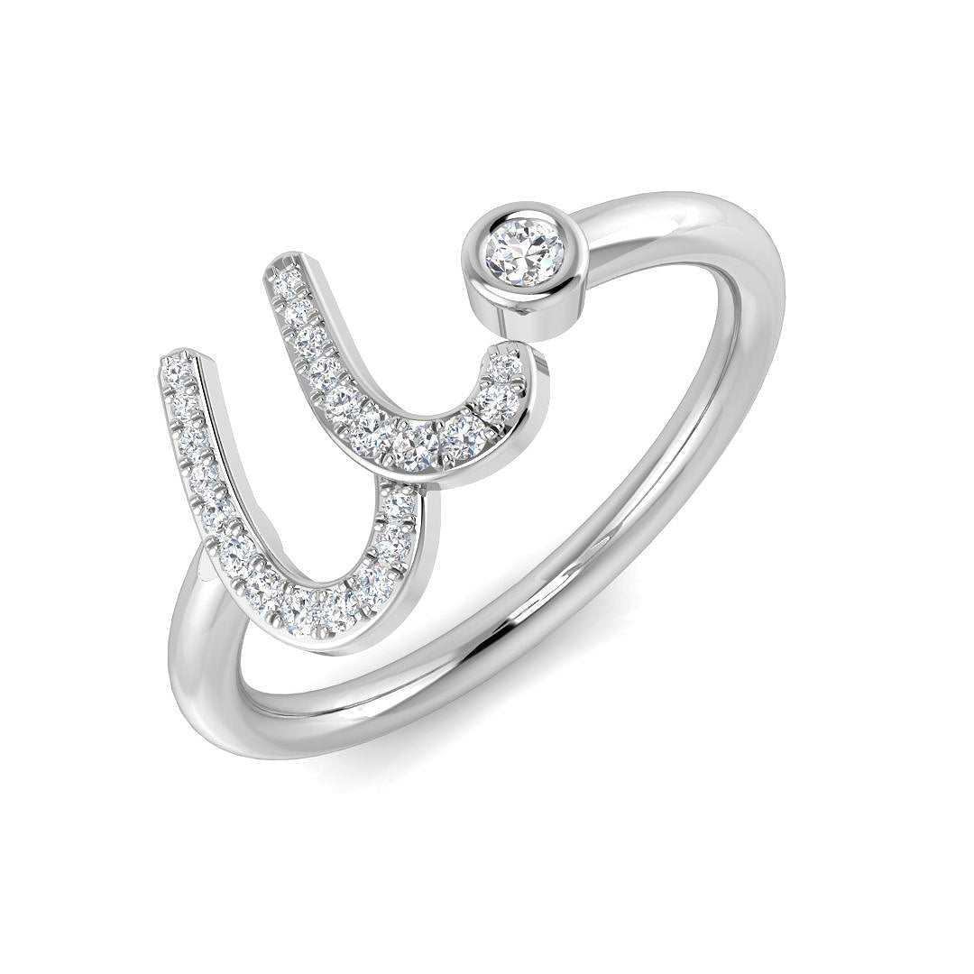 Elegant Diamond U Initial Ring 0.10ct in 10K/14K gold and platinum with certified lab-grown or natural diamonds