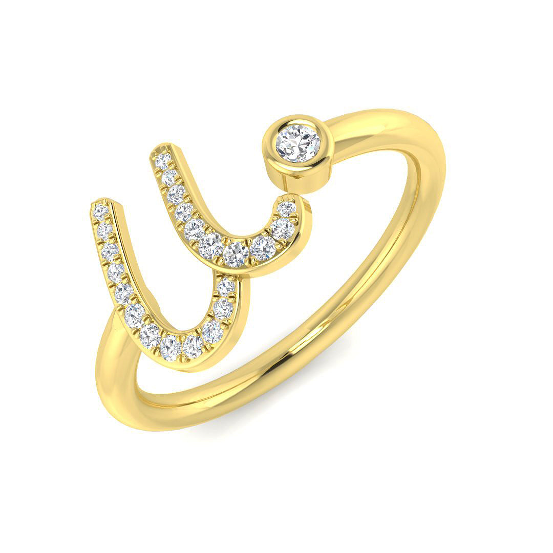 Elegant Diamond U Initial Ring 0.10ct in 10K/14K gold and platinum with certified lab-grown or natural diamonds