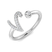 Luxury Diamond V Initial Ring 0.10ct in Hallmarked Gold & in 10K/14K gold and platinum with certified lab-grown or natural diamonds