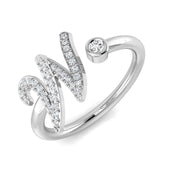 Pavé Diamond W Initial Ring 0.15ct in 10K/14K gold and platinum with certified lab-grown or natural diamonds
