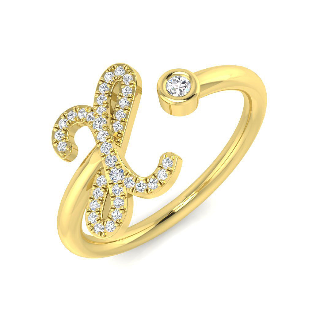 0.10ct Diamond X Initial Ring in Hallmarked Gold & in 10K/14K gold and platinum with certified lab-grown or natural diamonds