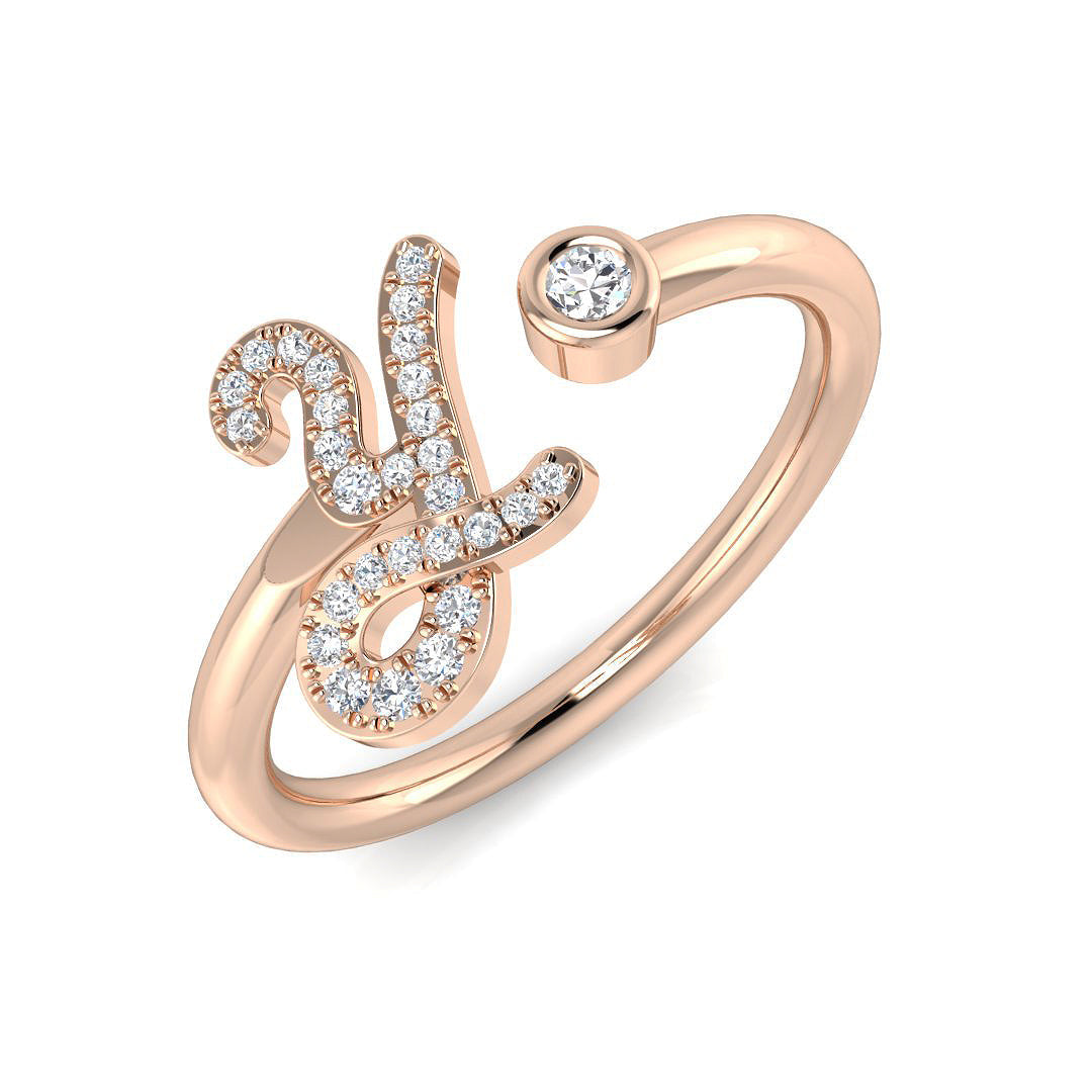 Diamond Initial Y Ring 0.10ct in 10K/14K gold and platinum with certified lab-grown or natural diamonds