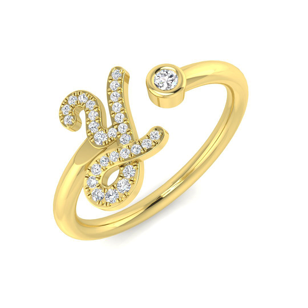 Diamond Initial Y Ring 0.10ct in 10K/14K gold and platinum with certified lab-grown or natural diamonds
