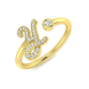 Diamond Initial Y Ring 0.10ct in 10K/14K gold and platinum with certified lab-grown or natural diamonds