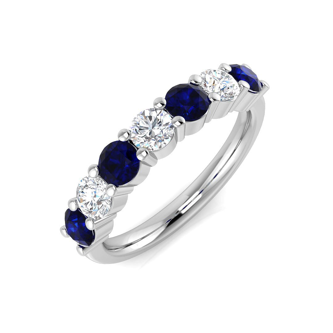 Alternating Sapphire & Diamond Half Eternity Ring in 10K/14K gold and platinum with certified lab-grown or natural diamonds