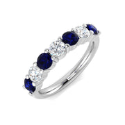 Alternating Sapphire & Diamond Half Eternity Ring in 10K/14K gold and platinum with certified lab-grown or natural diamonds