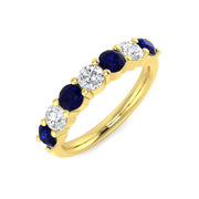 Alternating Sapphire & Diamond Half Eternity Ring in 10K/14K gold and platinum with certified lab-grown or natural diamonds