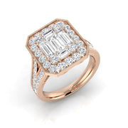 Diamond Hamptob Baguette & Brilliant Ring in 10K/14K gold and platinum with certified lab-grown or natural diamonds