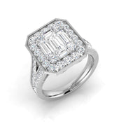 Diamond Hamptob Baguette & Brilliant Ring in 10K/14K gold and platinum with certified lab-grown or natural diamonds