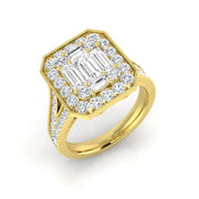 Diamond Hamptob Baguette & Brilliant Ring in 10K/14K gold and platinum with certified lab-grown or natural diamonds