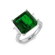 Emerald Cocktail Ring with Natural Diamond Accents in 10K/14K gold and platinum with certified lab-grown or natural diamonds