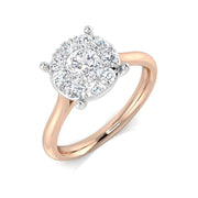 Natural Round Diamond Cluster Engagement Ring in 10K/14K gold and platinum with certified lab-grown or natural diamonds