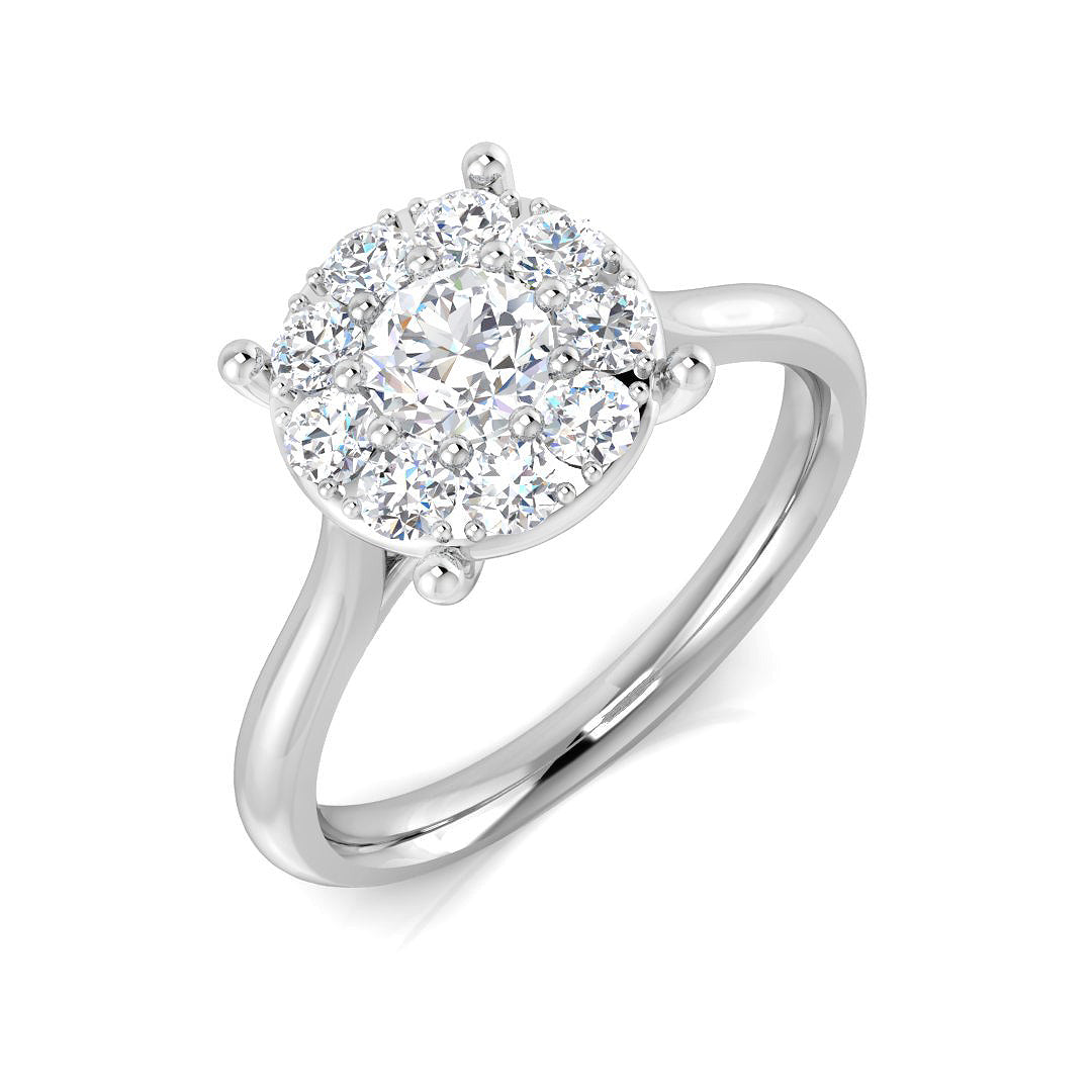 Natural Round Diamond Cluster Engagement Ring in 10K/14K gold and platinum with certified lab-grown or natural diamonds