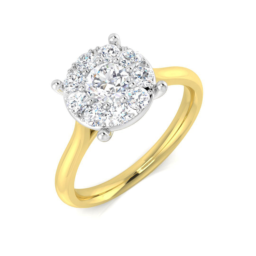 Natural Round Diamond Cluster Engagement Ring in 10K/14K gold and platinum with certified lab-grown or natural diamonds