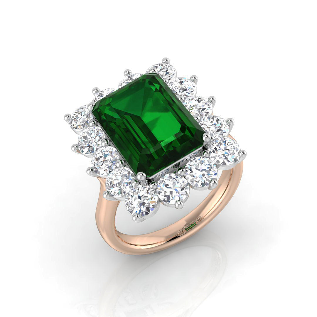 Diamond Exquikite Emerald Ring in 10K/14K gold and platinum with certified lab-grown or natural diamonds