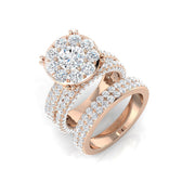 Natural Round Cut Diamond Prong Set Cluster Ring. in 10K/14K gold and platinum with certified lab-grown or natural diamonds