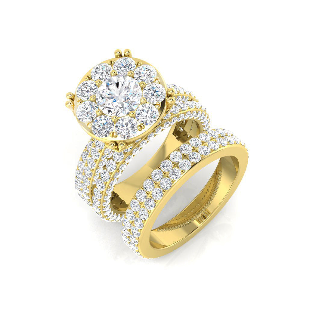 Natural Round Cut Diamond Prong Set Cluster Ring. in 10K/14K gold and platinum with certified lab-grown or natural diamonds