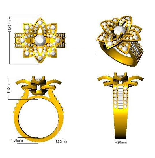 Floral Design Diamond Engagement Ring in 10K/14K gold and platinum with certified lab-grown or natural diamonds