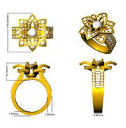 Floral Design Diamond Engagement Ring in 10K/14K gold and platinum with certified lab-grown or natural diamonds