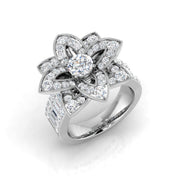 Floral Design Diamond Engagement Ring in 10K/14K gold and platinum with certified lab-grown or natural diamonds