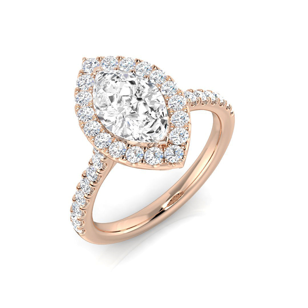 Diamond Brougham Engagement Ring in 10K/14K gold and platinum with certified lab-grown or natural diamonds