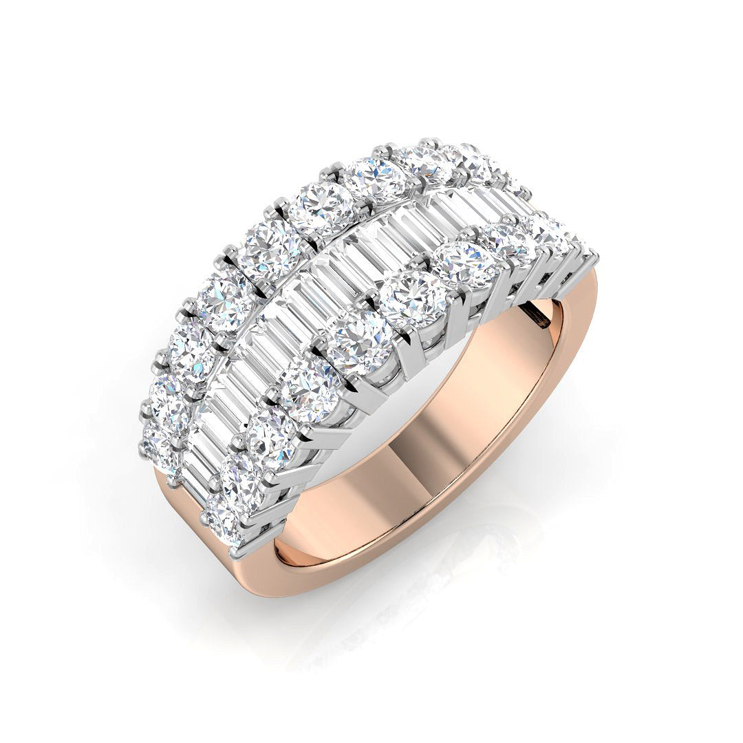 Diamond Baguette & Brilliant Ring in 10K/14K gold and platinum with certified lab-grown or natural diamonds