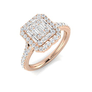 Diamond kubbury Baguette & Brilliant Ring in 10K/14K gold and platinum with certified lab-grown or natural diamonds