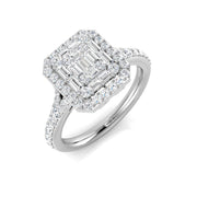 Diamond kubbury Baguette & Brilliant Ring in 10K/14K gold and platinum with certified lab-grown or natural diamonds