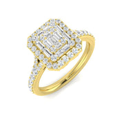 Diamond kubbury Baguette & Brilliant Ring in 10K/14K gold and platinum with certified lab-grown or natural diamonds