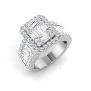 Diamond kwibdob Baguette & Brilliant Ring in 10K/14K gold and platinum with certified lab-grown or natural diamonds