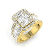 Diamond kwibdob Baguette & Brilliant Ring in 10K/14K gold and platinum with certified lab-grown or natural diamonds