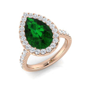 Green Sapphire Diamond Halo Engagement Ring in 10K/14K gold and platinum with certified lab-grown or natural diamonds