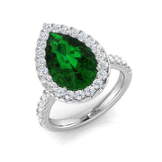 Green Sapphire Diamond Halo Engagement Ring in 10K/14K gold and platinum with certified lab-grown or natural diamonds
