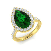 Green Sapphire Diamond Halo Engagement Ring in 10K/14K gold and platinum with certified lab-grown or natural diamonds