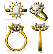 Emerald Halo Ring Cushion Cut with Diamond Cluster in 10K/14K gold and platinum with certified lab-grown or natural diamonds